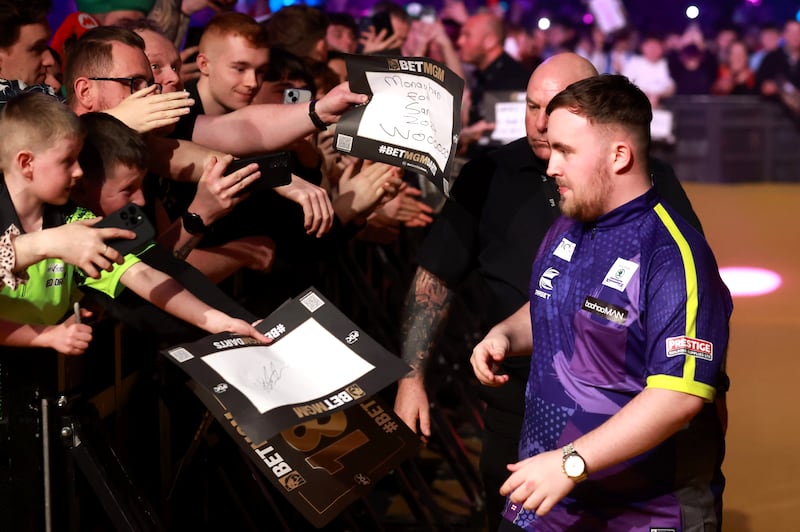 Luke Littler before the semi-final match against Michael van Gerwen during night nine of the betMGM Premier League Darts 2024 at the SSE Arena, Belfast. Picture: Liam McBurney/PA Wire