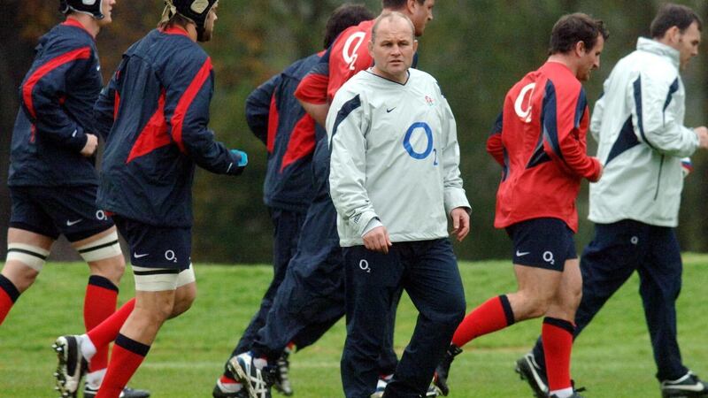 England coach Andy Robinson, centre, during a training session (Sean Dempsey/PA)