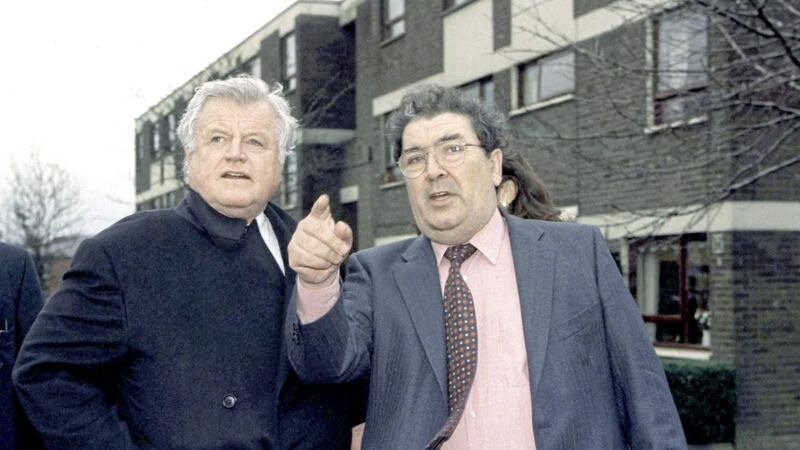 Senator Edward Kennedy with his good friend John Hume during his visit to the Bogside. January 1998. Picture by Stephen Davison/Pacemaker 