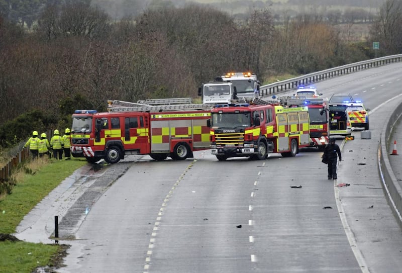 The crash happened on the N1 at at Carrickcarnan, Co Louth. Picture by Alan Lewis/Photopress 