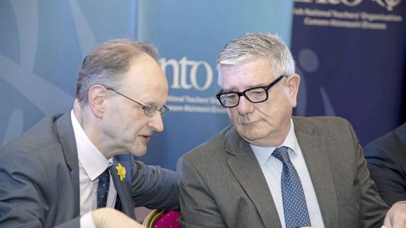 Education minister Peter Weir with Gerry Murphy, INTO Northern Secretary 