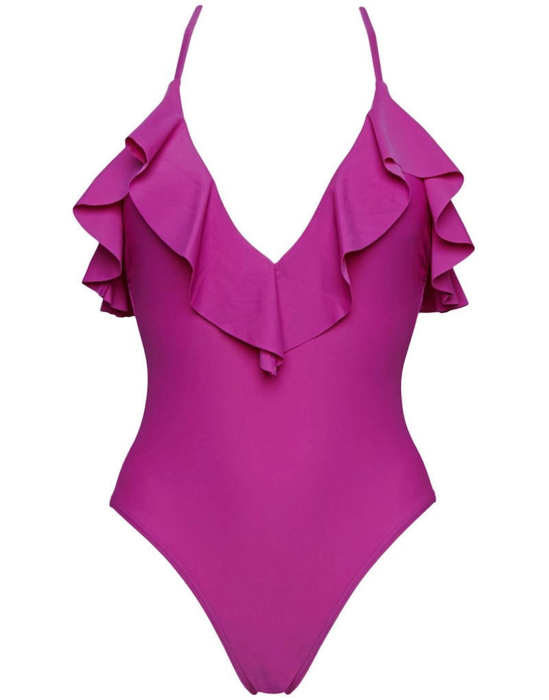 Figleaves Rene Plunge Low Back Frill Swimsuit, &pound;38 