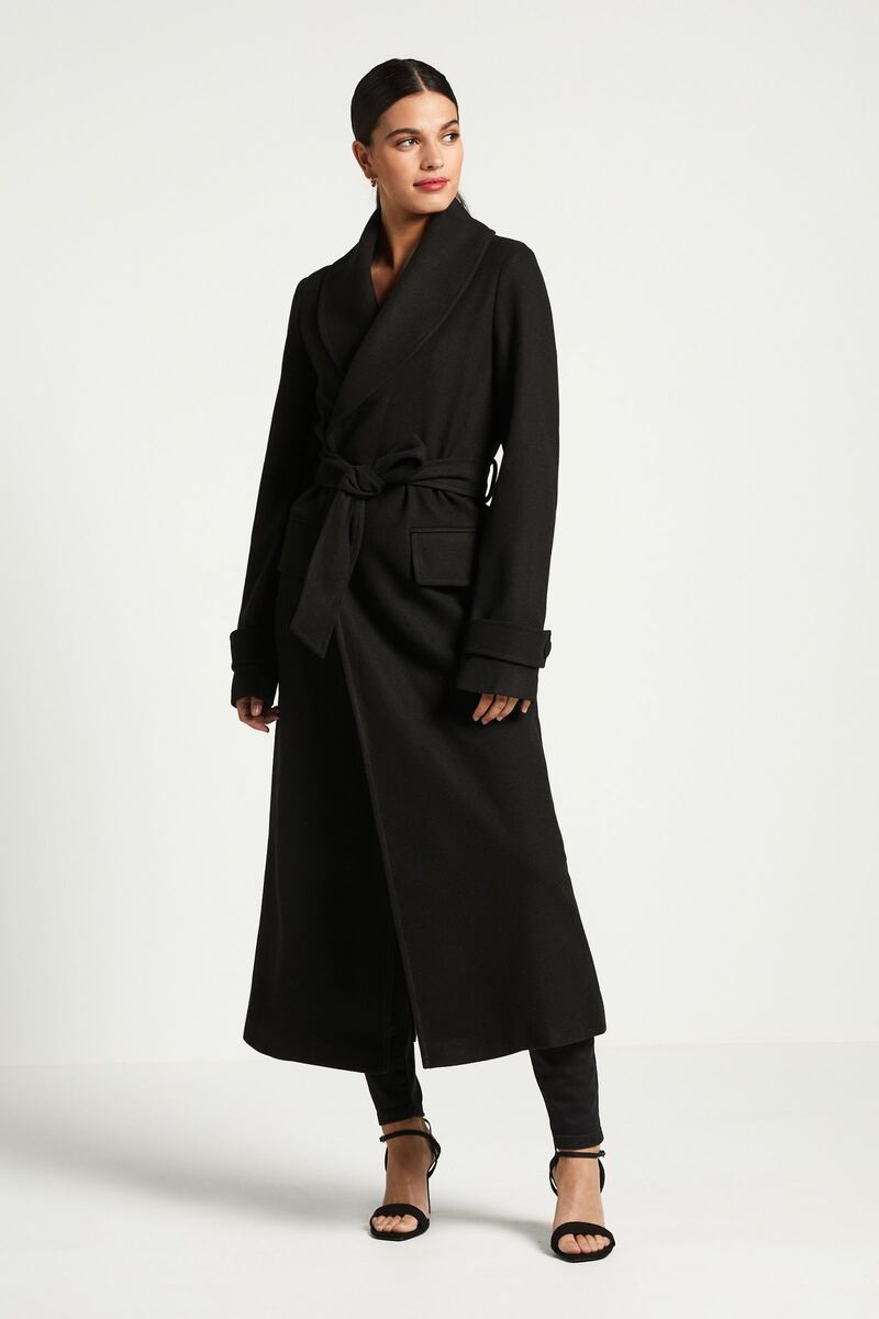 Belted Long Coat, Black, Next