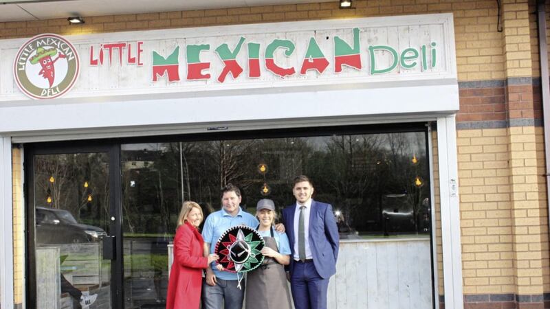 Pictured at the new store are Mandy Copeland (Dairy Farm Shopping Centre manager), Lisa Brennan (Co-owner Little Mexican Deli), Patrick Tracey (Co-owner Little Mexican Deli) and Terry McCrudden (marketing assistant, The Ortus Group) 