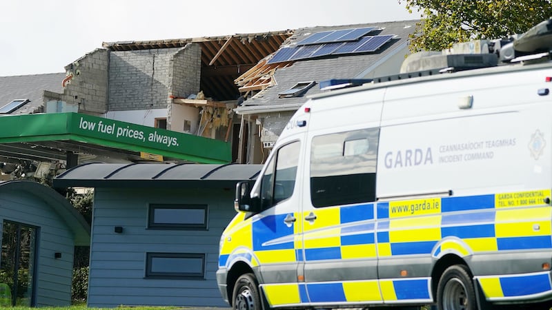 The scene of the explosion in the village of Creeslough (Brian Lawless/PA)