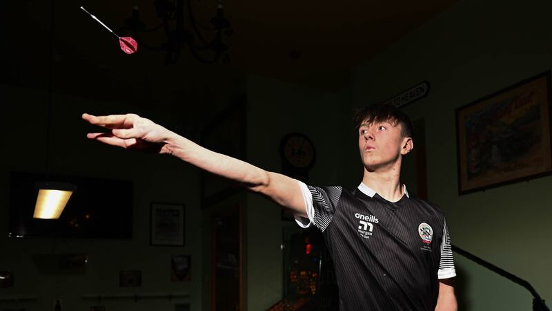 Although football has always been his first love, Kilcoo teenager Eoin Rooney - younger brother of Down star Miceal - has made an big impression in darts. Picture by Brendan Monaghan