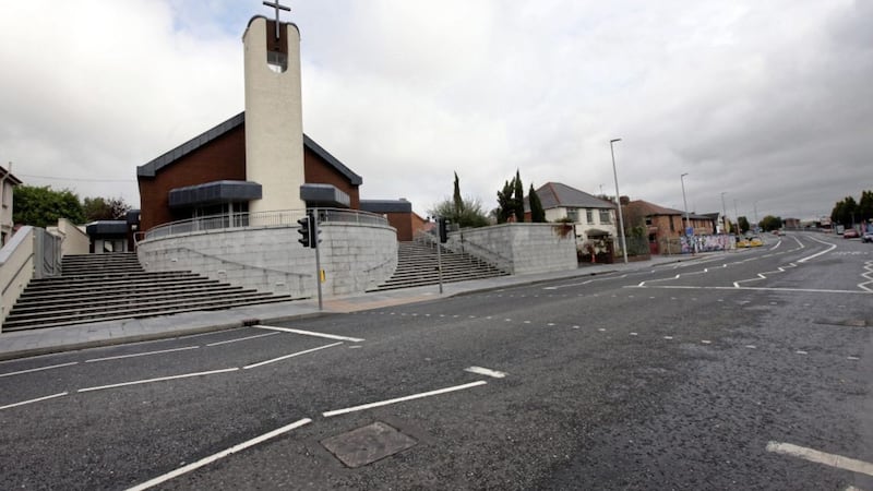 The young boys were knocked down outside St Agnes&#39; Church on Andersonstown Road in west Belfast 