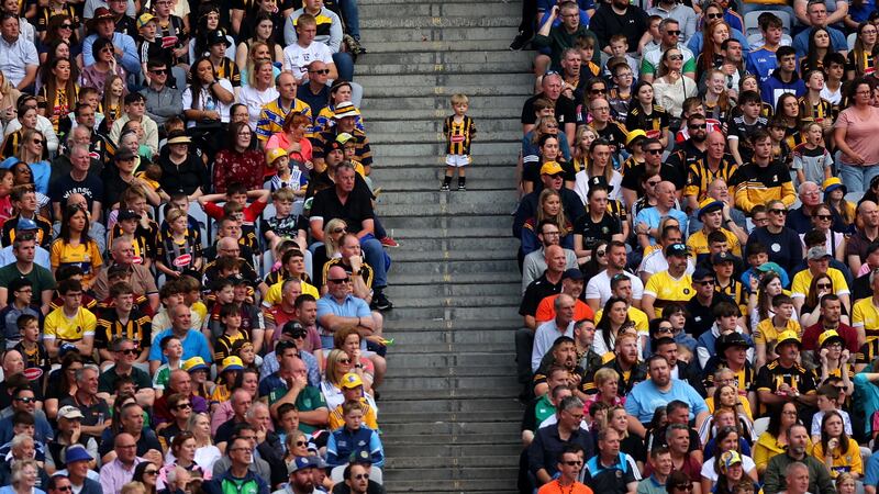Fionn McGivern in the viral image taken during Sunday's hurling semi-final at Croke Park. Picture by INPHO/James Crombie