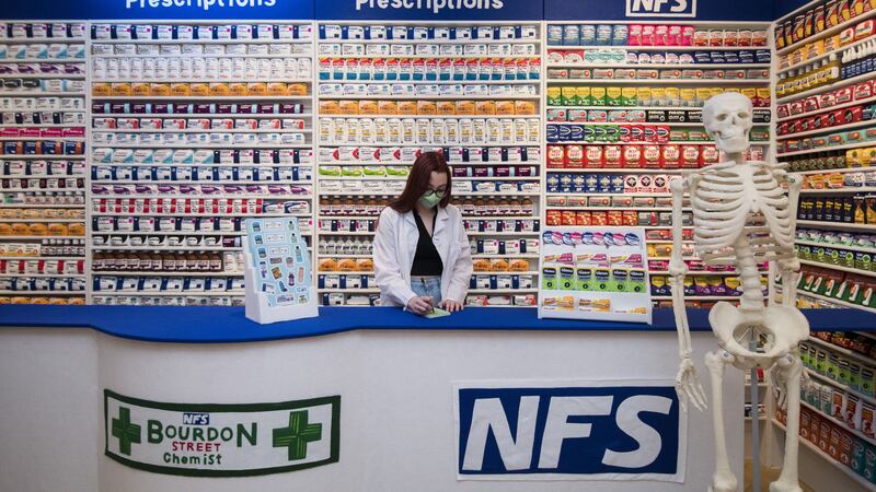 Artist Lucy Sparrow has created the Bourdon Street Chemist in Mayfair, where shelves are packed with felt products from painkillers to cold remedies.