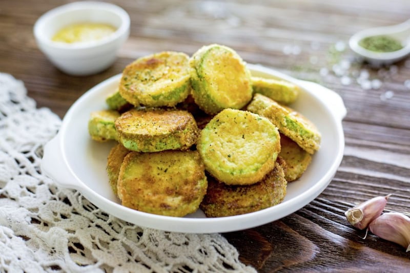Frying courgettes in flour batter means high fat content