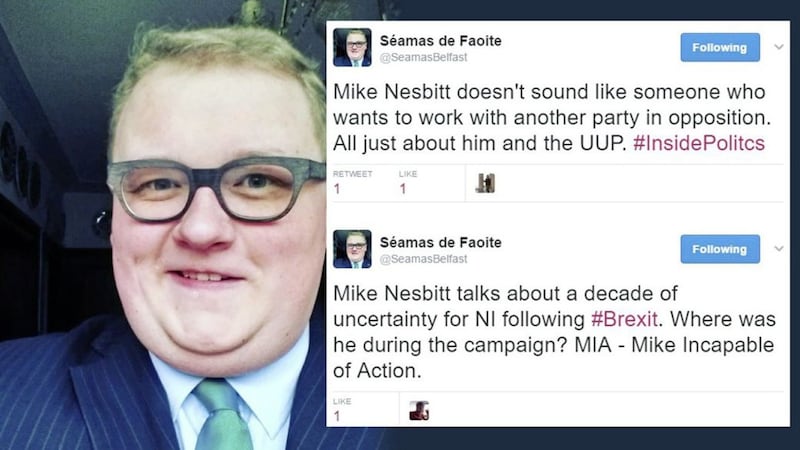 The SDLP&#39;s S&eacute;amas de Faoite has previously criticised UUP leader Mike Nesbitt on Twitter 