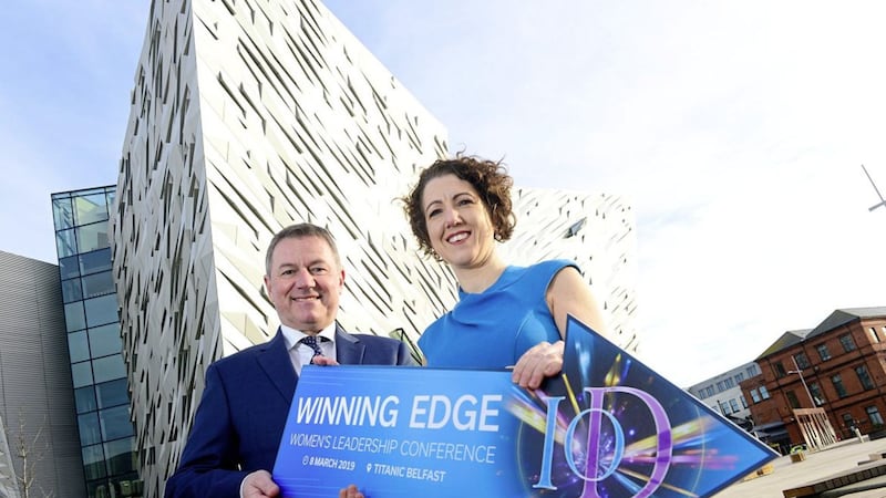 The 2019 Institute of Directors NI Women&#39;s Leadership Conference takes place in March. Launching the conference are IoD NI chairman, Gordon Milligan and Herbert Smith Freehills director, Lisa McLaughlin 