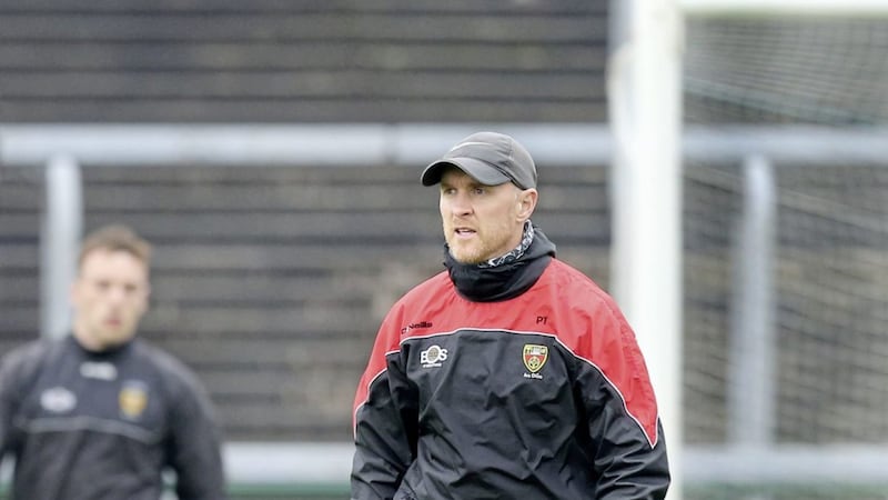Down boss Paddy Tally won&#39;t miss any of Down&#39;s National League games, and may not even miss a Mourne County training session, after having his ban reduced from 12 weeks to eight after an appeal. Picture by Margaret McLaughlin 