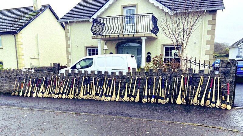 The 83 hurls that were left out by the McNaughtons for passers-by to take 