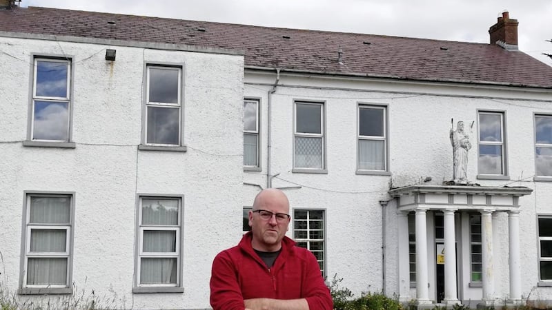Mark McCollum pictured outside the former Marianvale mother and baby home in Newry. 