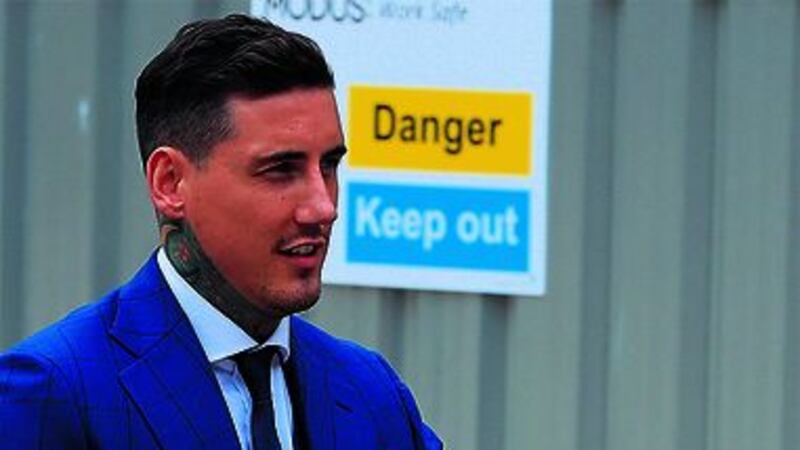 Reality TV star Jeremy McConnell arrives at Liverpool Magistrates Court yesterday PICTURE: Peter Byrne/PA<br />&nbsp;