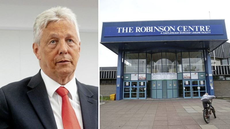 Former DUP leader Peter Robinson, and the old Robinson Centre which is being redeveloped by Belfast City Council 