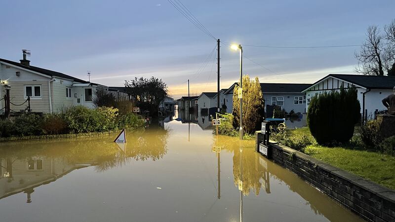 Floodwater surrounds houses in Summer Way, Radcliffe-on-Trent, Nottinghamshire, after a major incident was declared in the county on Thursday due to flooding from the River Trent caused by Storm Henk