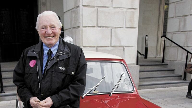 Paddy Hopkirk at Stormont with his iconic Monte Carlo winning Mini. Picture by Aidan O&#39;Reilly 