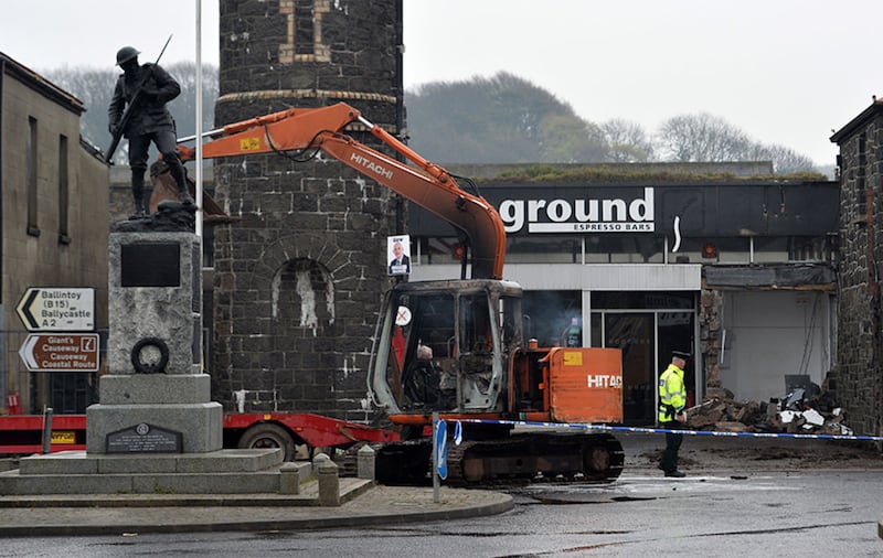 An ATM was torn from the wall of a coffee shop in Bushmills, Co Antrim. Picture by Colm Lenaghan, Pacemaker