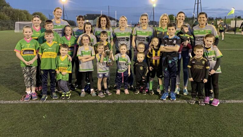 Family is everything, and on the Creggan ladies&rsquo; football team that recently won the Antrim JFC title this could not be truer. As with other teams there are sisters, cousins and even an aunt and niece duo, but this team also includes eight playing mothers. Between them, there are no fewer than 18 children ranging in ages from eight months to 13 years, with every single one involved in underage teams in the club as well as being mascots, water girls/boys and cone collectors to the senior team. Without doubt their proudest involvement is being the number one supporter of their mummies running out onto the pitch 