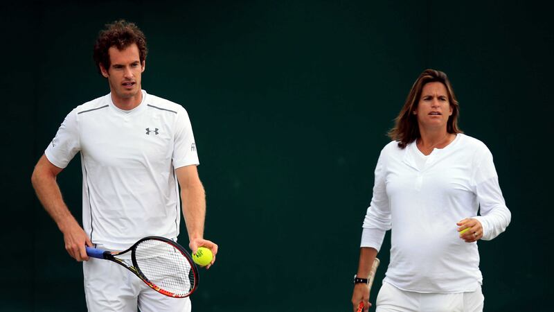Andy Murray pictured training with former coach Amelie Mauresmo last year&nbsp;<br />Picture by PA