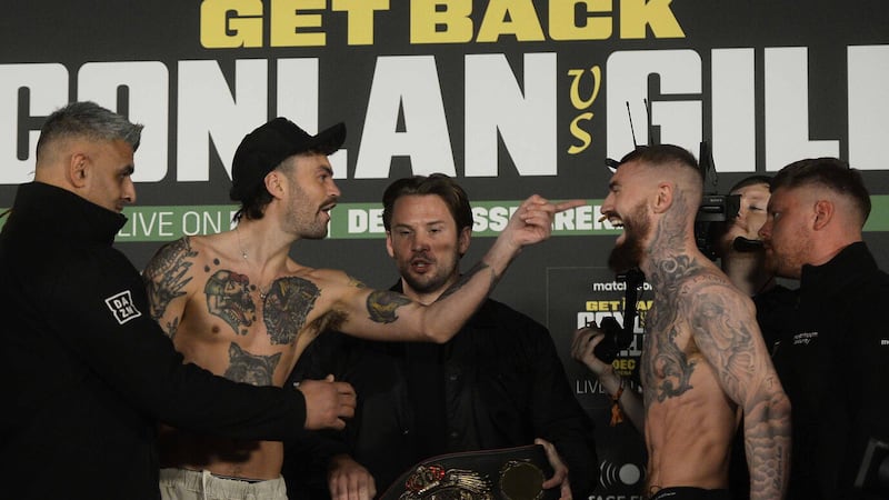 Tyrone McKenna and Lewis Crocker trade insults at the weigh-in