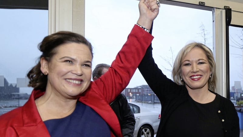 Mary Lou McDonald and Michelle O'Neill. Picture by Hugh Russell  