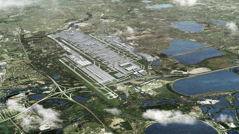               Handout issued by Heathrow Airport of of an aerial view of its planned third runway. After three years of investigation, the Airports Commission has recommended that a new runway should be built at Heathrow rather than Gatwick.               