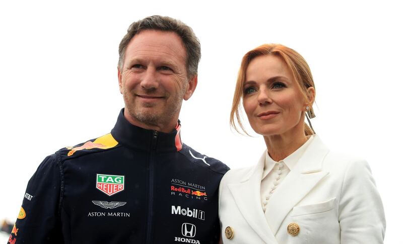 Christian and Geri Horner during the British Grand Prix at Silverstone