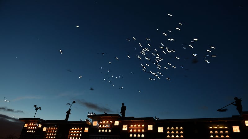 Choreographed by artist Duke Riley, the outdoor performance was in homage to the birds who carried messages during the First World War.