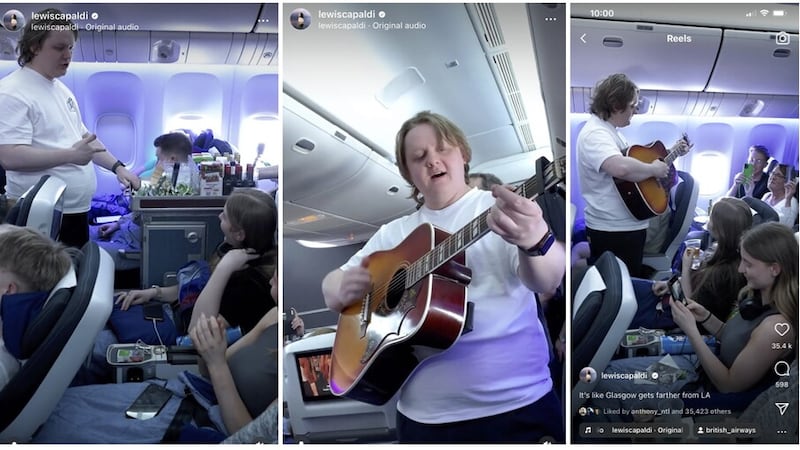 Lewis Capaldi surprised passengers on a transatlantic flight with a rendition of an unreleased tune