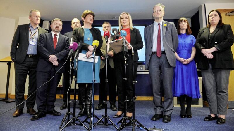 Stormont executive ministers, pictured last March, should have their handling of the coronavirus pandemic scrutinised by an inquiry. Picture by Mark Marlow 