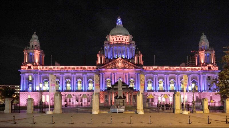 Belfast City Hall is lit in orange and blue, the colours of the Motor Neurone Disease Association, to help raise awareness of the condition that affects the brain and spinal cord. Picture by Cliff Donaldson&nbsp;
