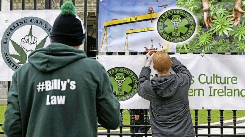 A rally was held at Belfast City Hall in June to call for the legalisation of medicinal cannabis oil 