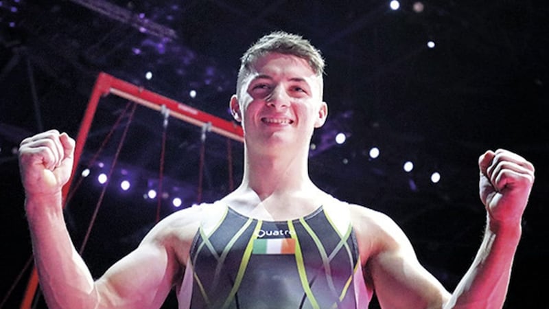 Rhys McClenaghan winning gold on the pommel horse at the 2018 European Championships 