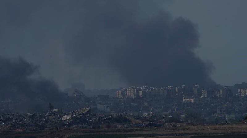 Smoke rises following an Israeli bombardment in the Gaza Strip (Maya Alleruzzo/AP)