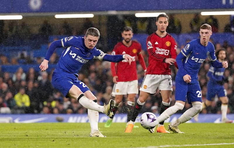 Chelsea’s Conor Gallagher fired at goal against Manchester United