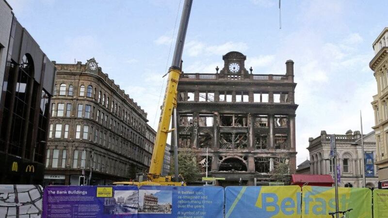 Castle Junction and a number of surrounding roads in Belfast city centre will reopen to traffic today for the first time since the Primark fire last August. Picture: Hugh Russell 