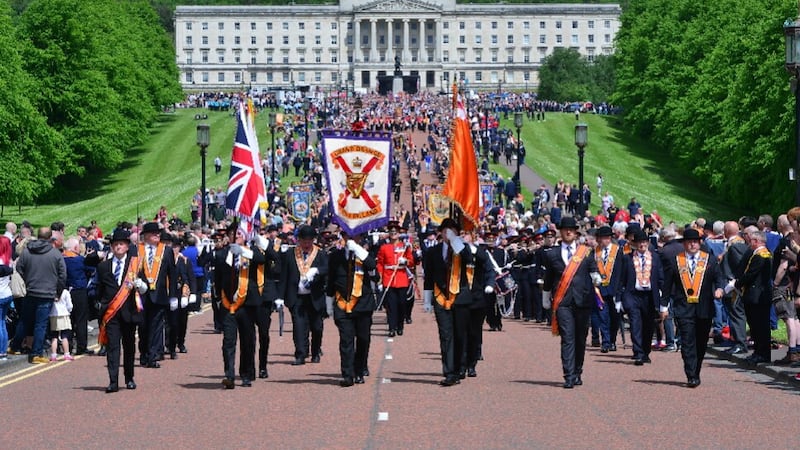 Orange Order members marking the centenary of Northern Ireland at Stormont in 2022. Picture by Arthur Allison