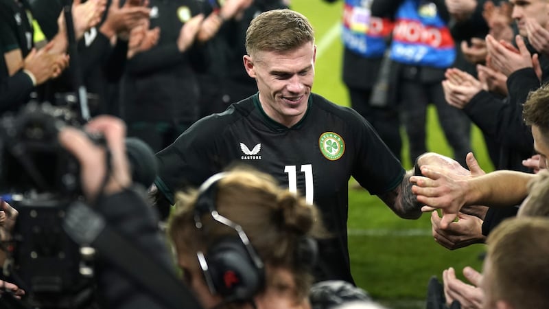 Republic of Ireland’s James McClean is given an guard of honour (Niall Carson/PA)