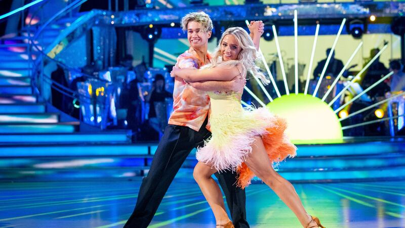 Alex Scott and Neil Jones also faced a wardrobe malfunction when their outfits became attached at the end of their dance.