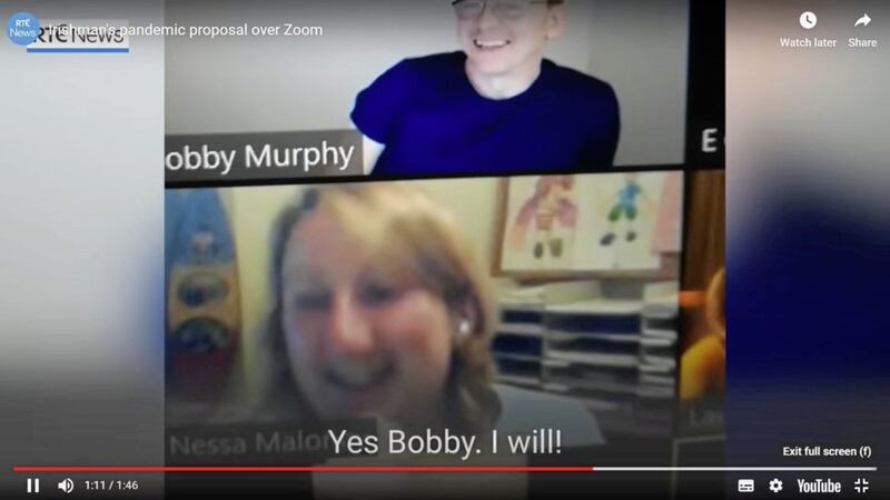 `She said yes&#39;. Picture from Bobby Murphy via RT&Eacute; 