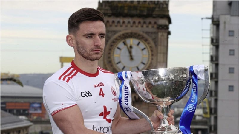 Padraig Hampsey of Tyrone at the launch of the  Allianz Hurling &amp; Football Leagues for 2019 in the Merchant Hotel, Belfast.<br /> Picture by Hugh Russell