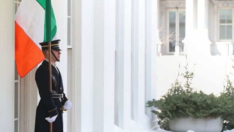 An Irish flag flies outside the White House during a previous visit