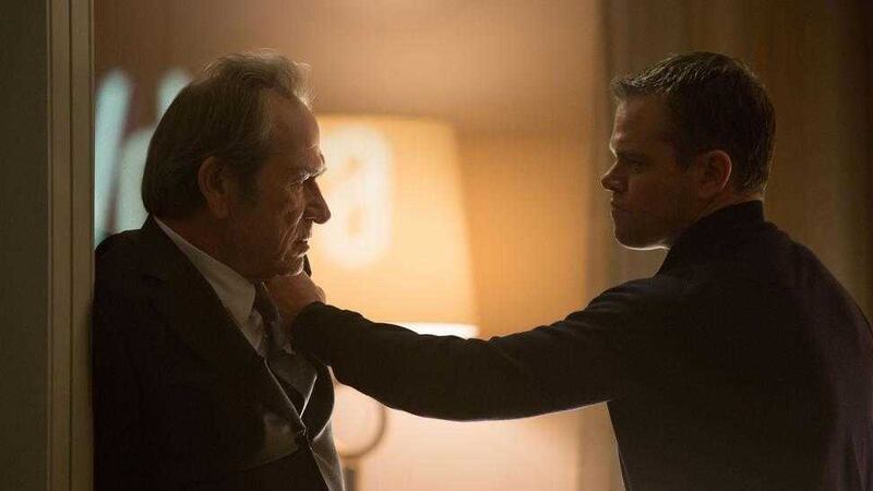 Jason Bourne (Matt Damon) gets to grips with Tommy Lee Jones&#39;s CIA head honcho in the new Bourne movie 