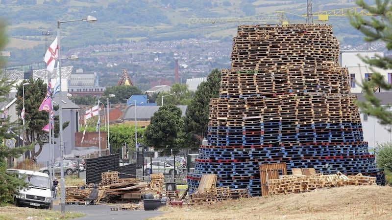 The site of the controversial bonfire on the Bloomfield Walkway in east Belfast in previous years 