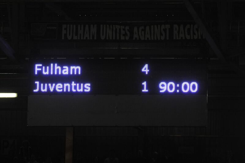 The score board at Craven Cottage