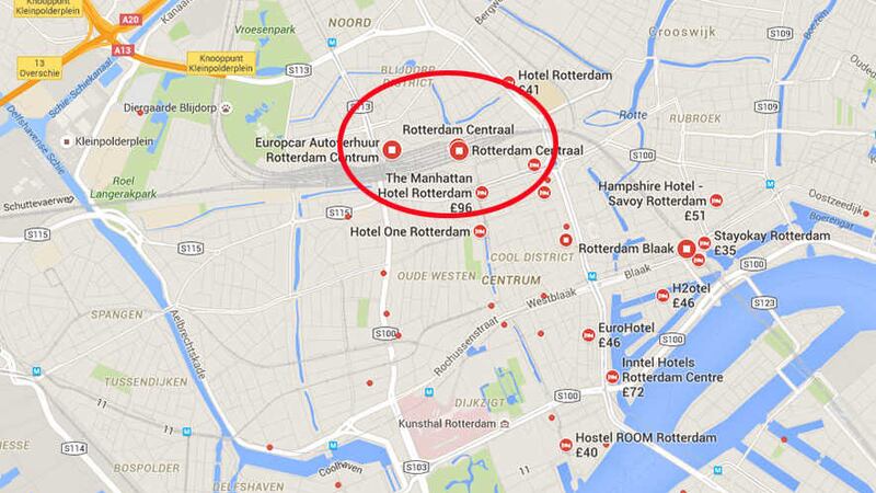 Several platforms at Rotterdam Central Station have been cleared. Image: Google Maps