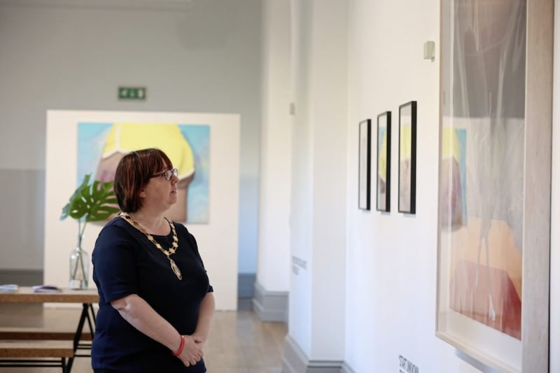 Belfast&#39;s deputy lord mayor Mary Ellen Campbell at the Naughton Gallery 